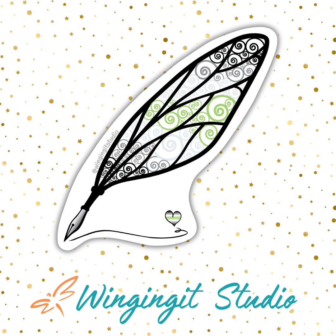 Winged Pen - Agender Flag Sticker