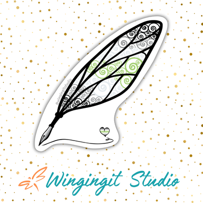 Winged Pen - Agender Flag Sticker