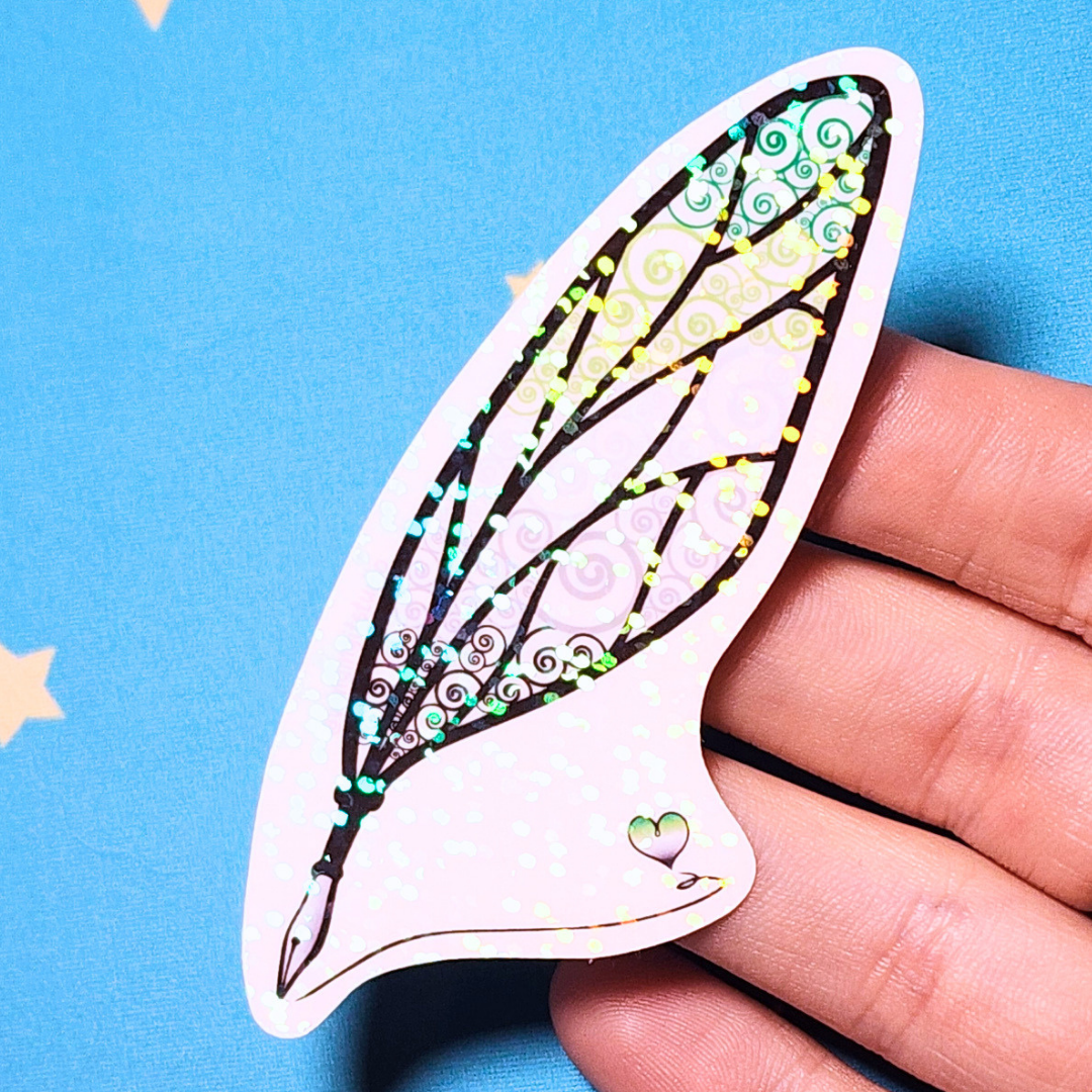 Winged Pen - Aromantic Flag Sticker