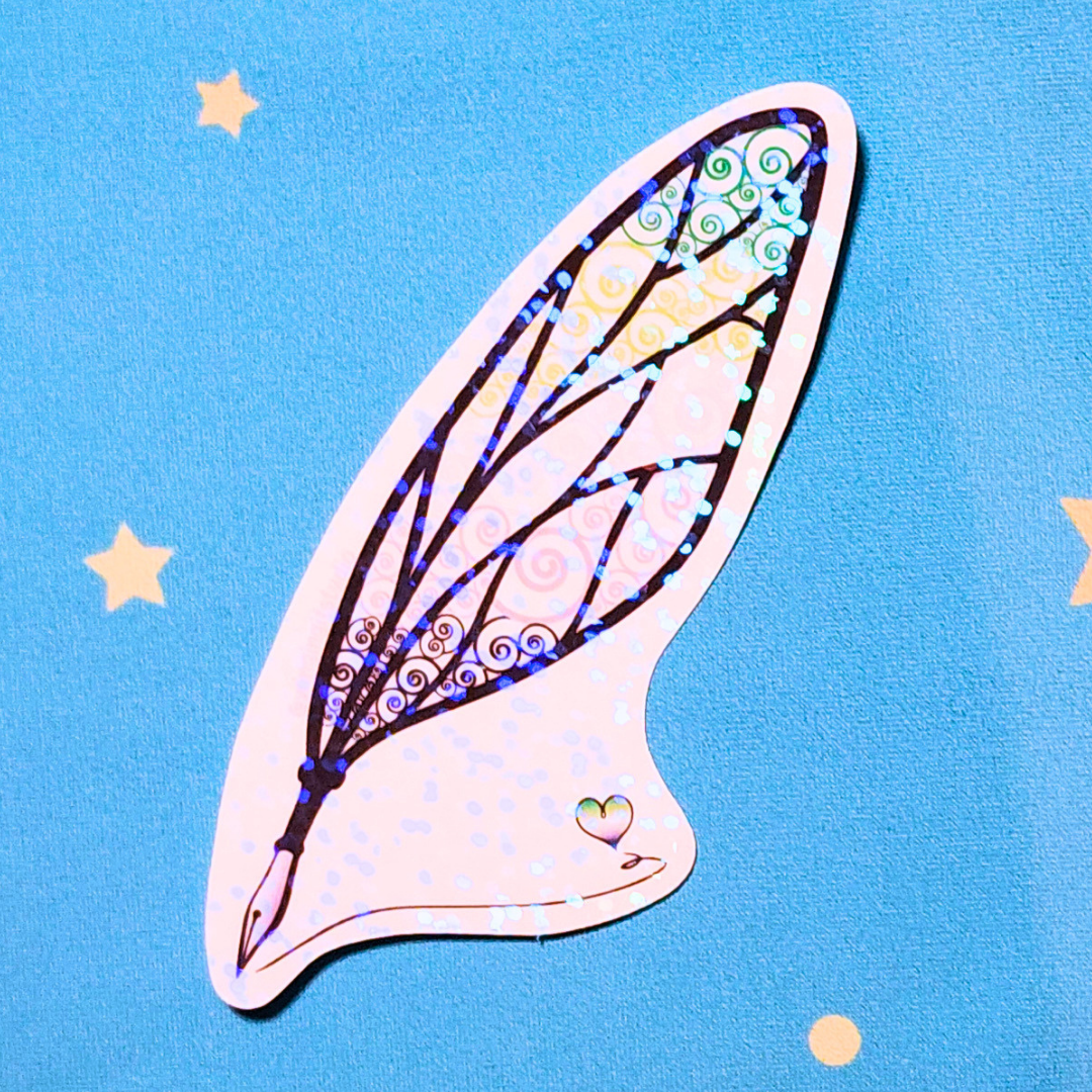 Winged Pen - Aromantic Flag Sticker