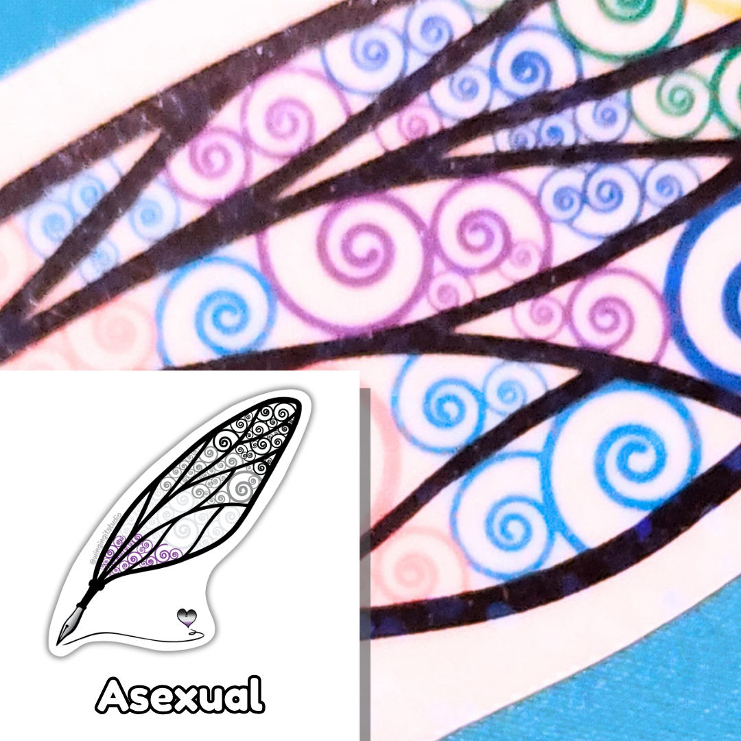 Winged Pen - Asexual Flag Sticker