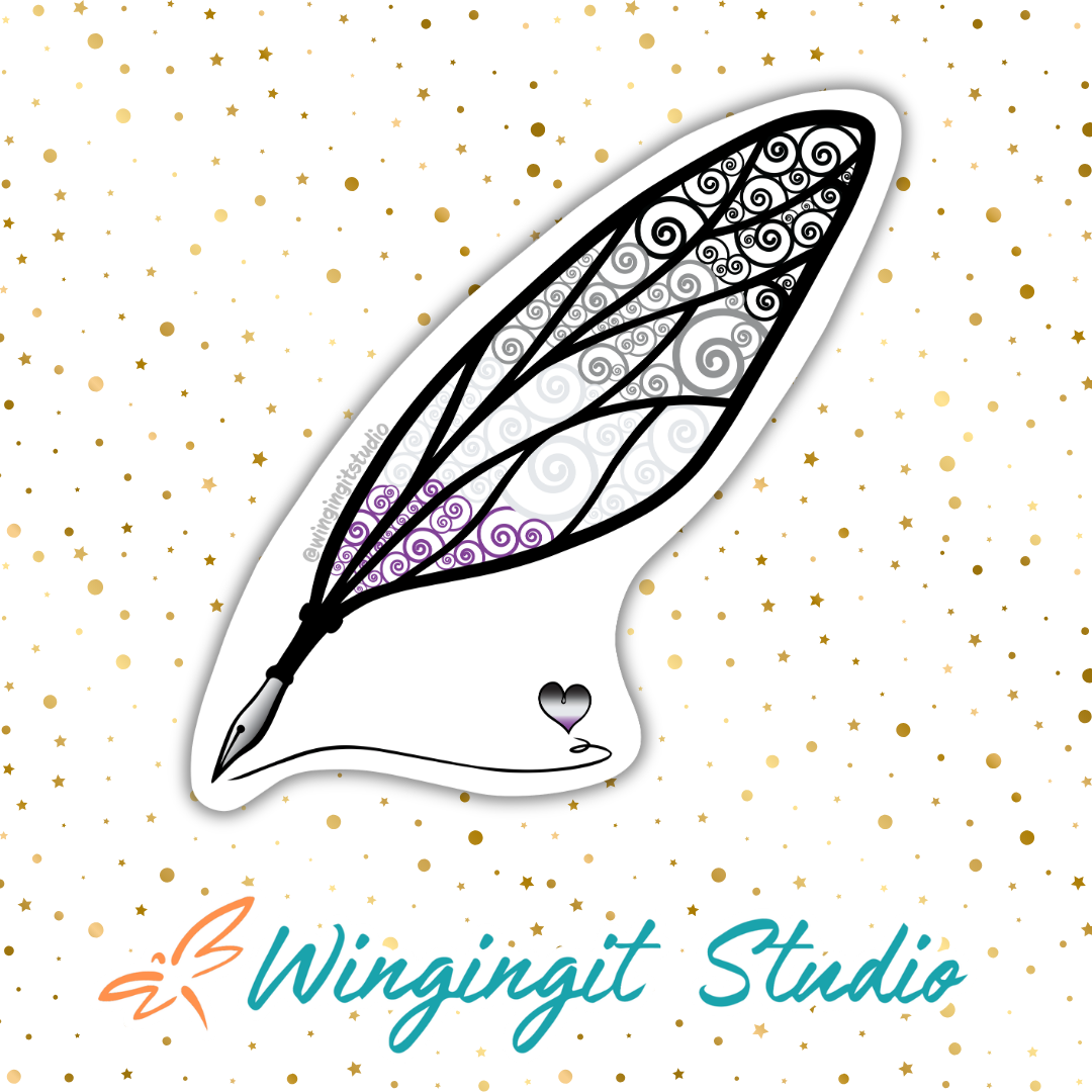 Winged Pen - Asexual Flag Sticker