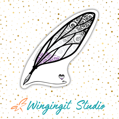 Winged Pen - Asexual Flag Sticker