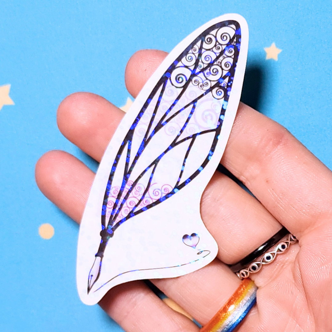 Winged Pen - Asexual Flag Sticker