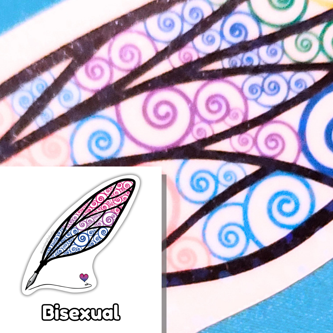 Winged Pen - Bisexual Flag Sticker