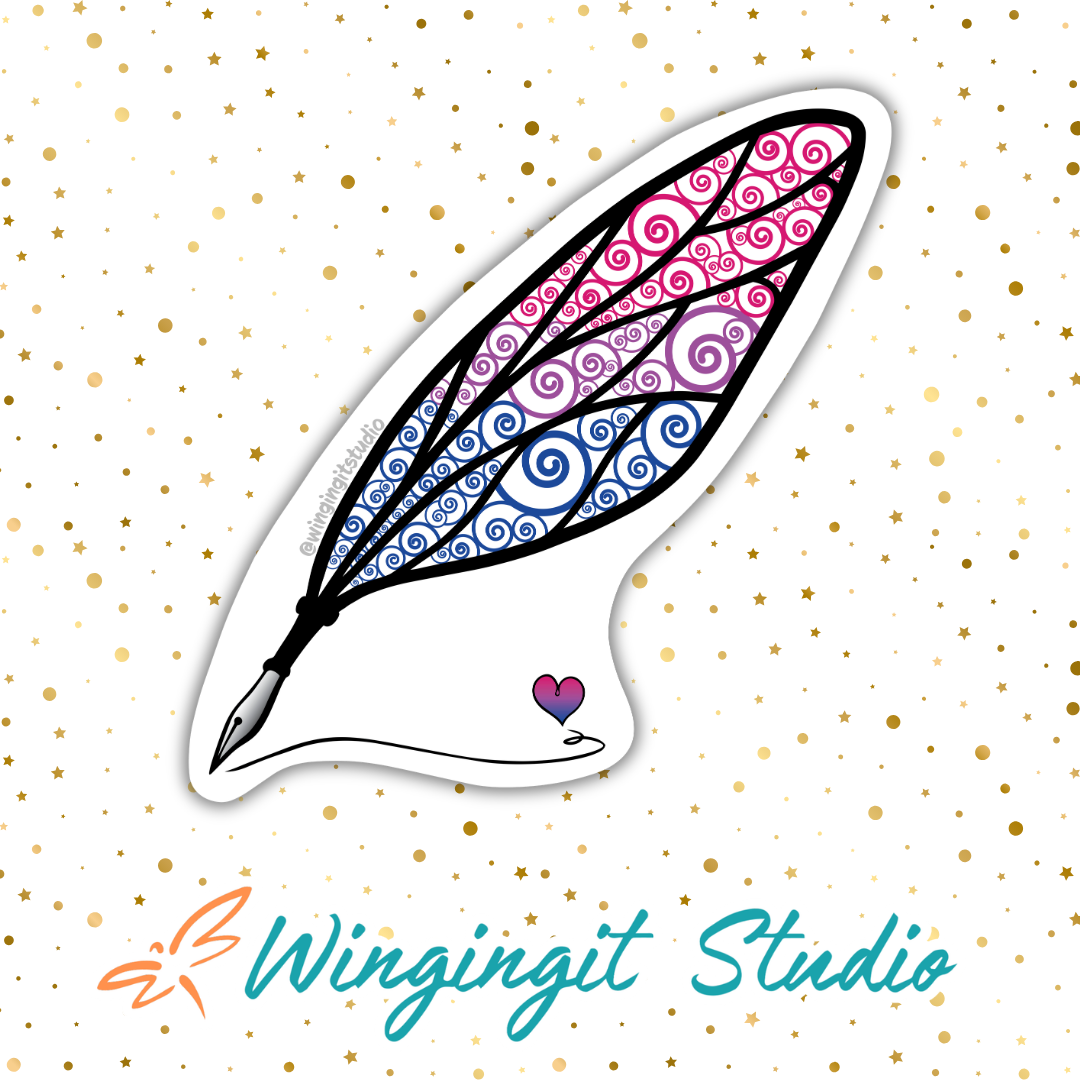 Winged Pen - Bisexual Flag Sticker
