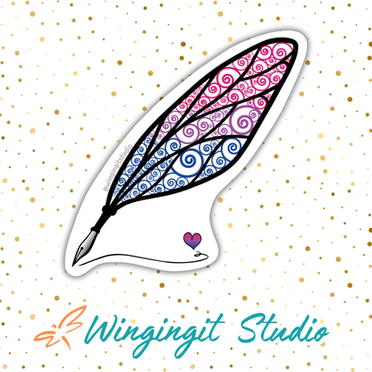 Winged Pen - Bisexual Flag Sticker