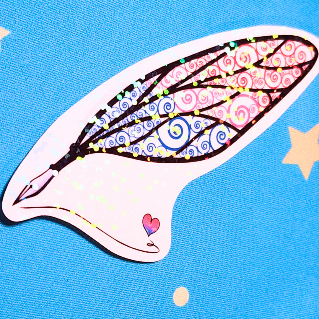 Winged Pen - Bisexual Flag Sticker