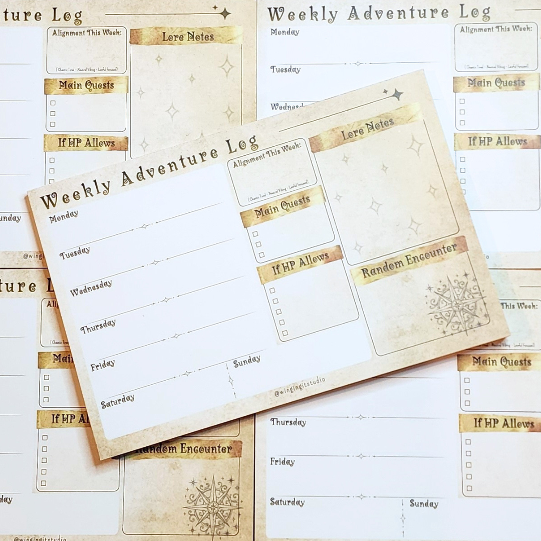Adventure Log Weekly Calendar Planner