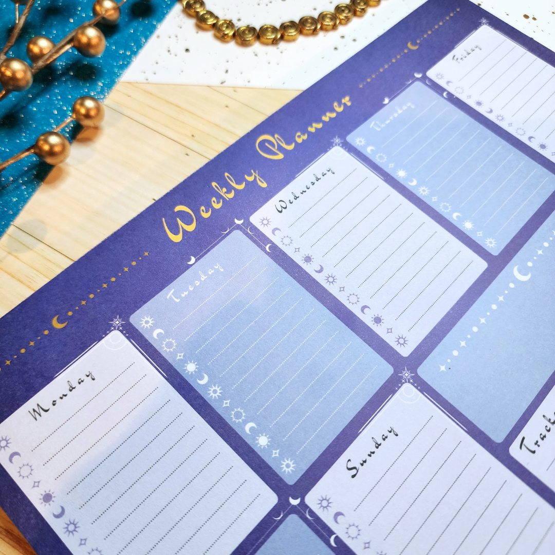 Celestial Moon Weekly Calendar Planner