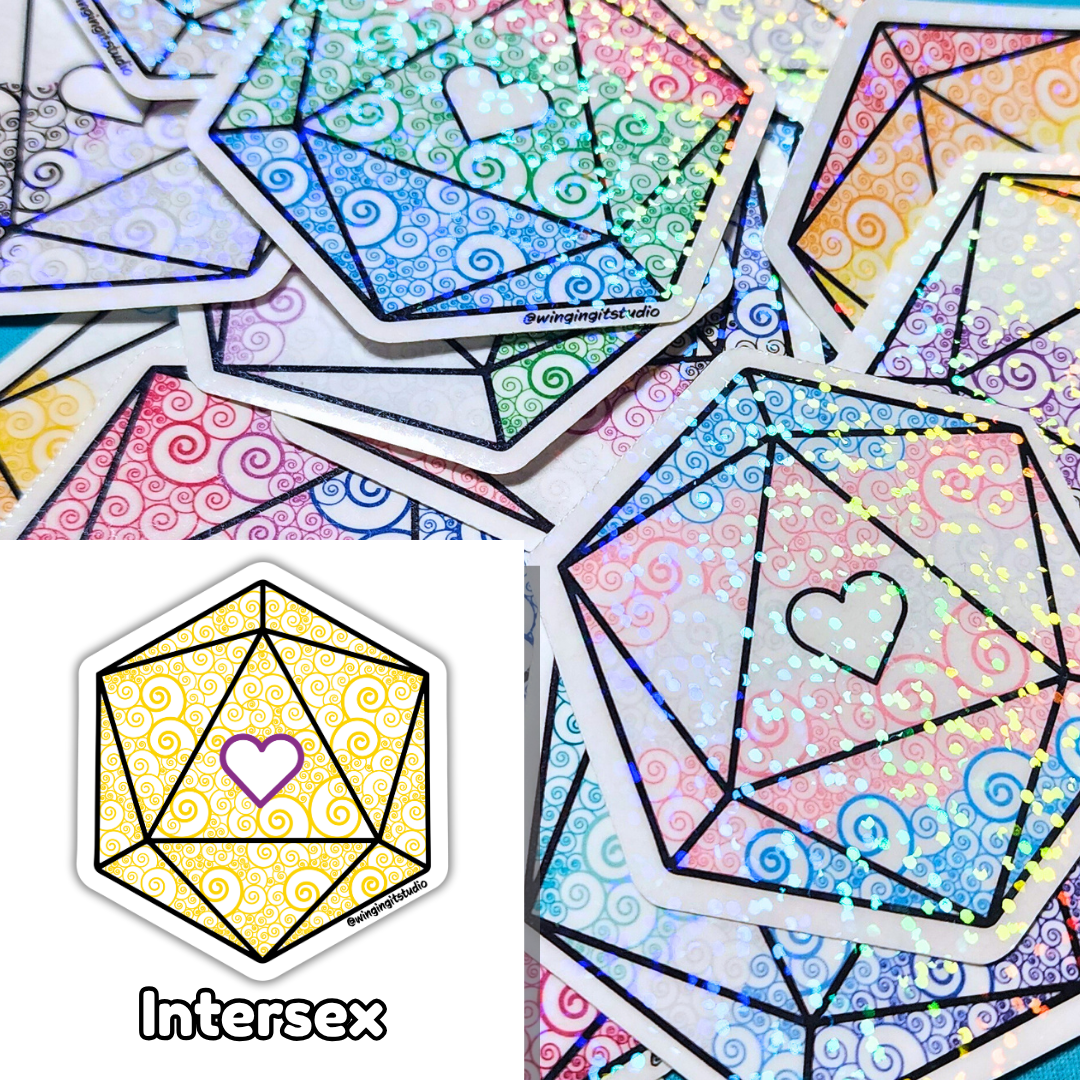 D20 - Intersex Flag Sticker