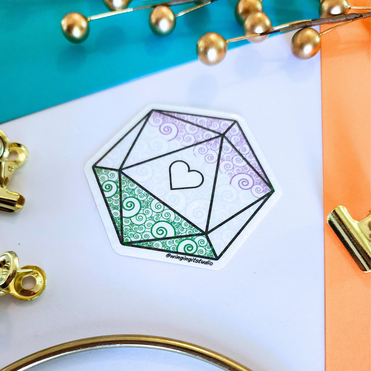 D20 - Genderqueer Flag Sticker