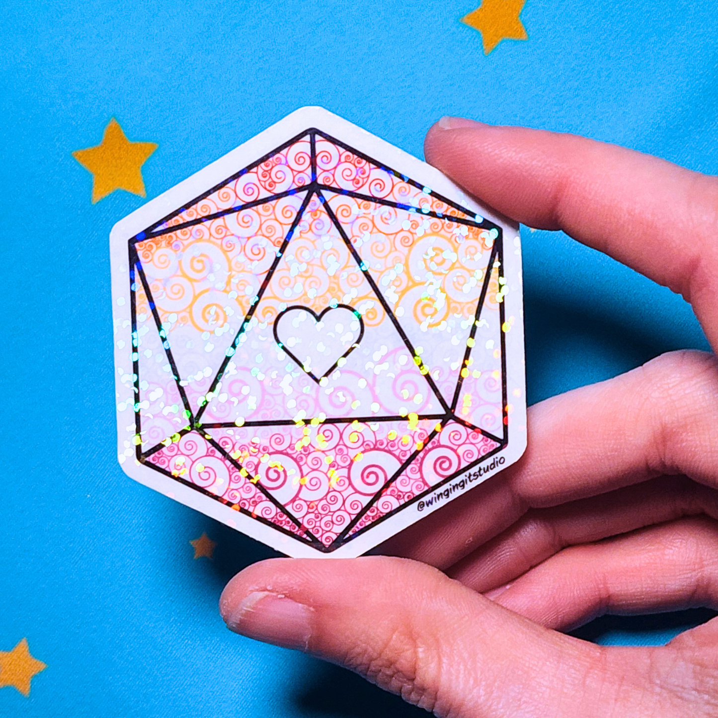 D20 - Lesbian Flag Sticker