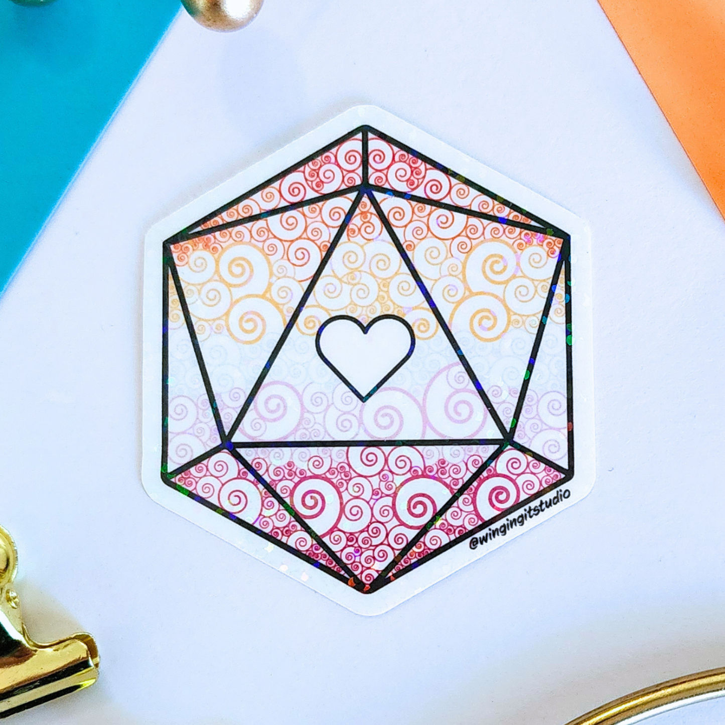 D20 - Lesbian Flag Sticker