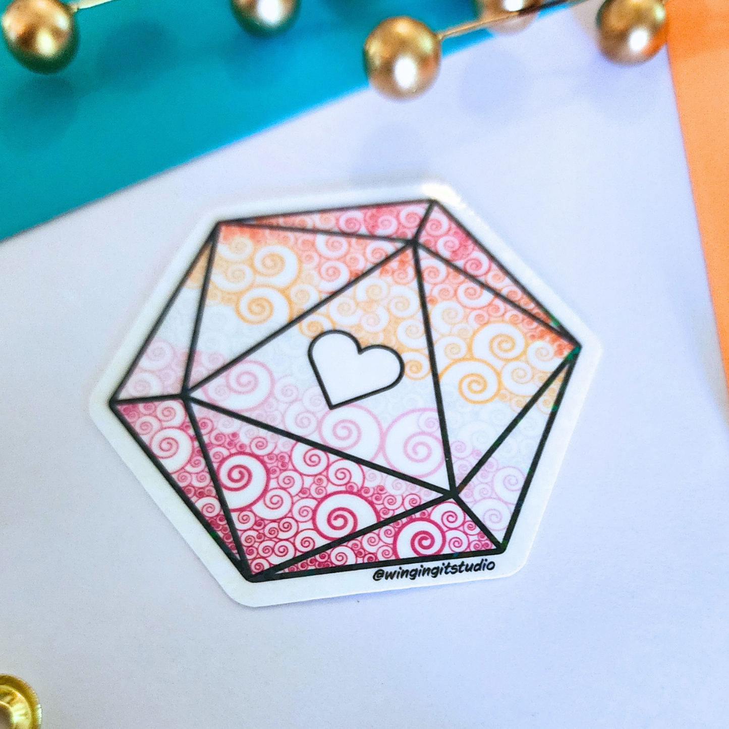 D20 - Lesbian Flag Sticker