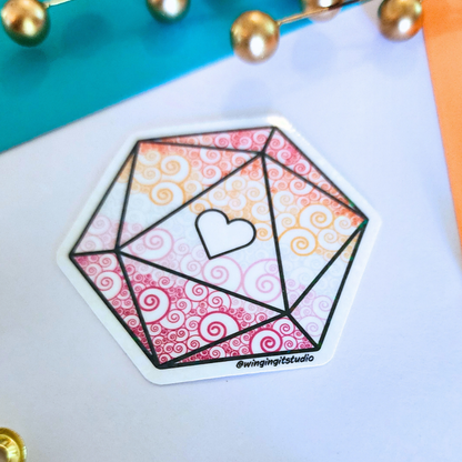 D20 - Lesbian Flag Sticker