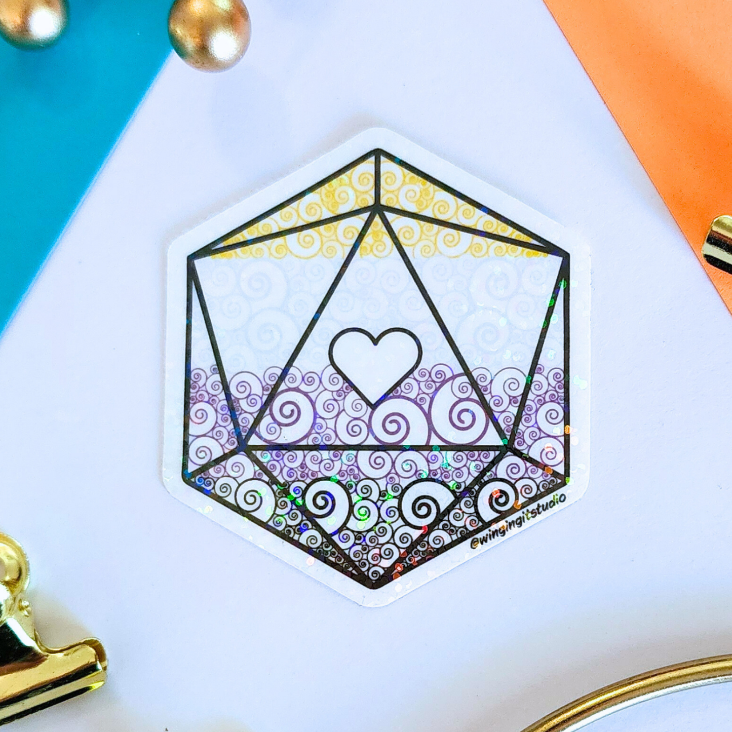 D20 - Nonbinary Flag Sticker