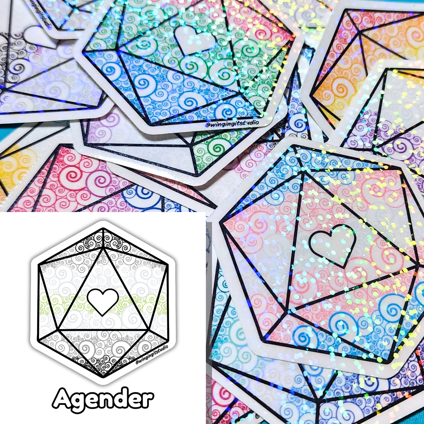 D20 - Agender Flag Sticker