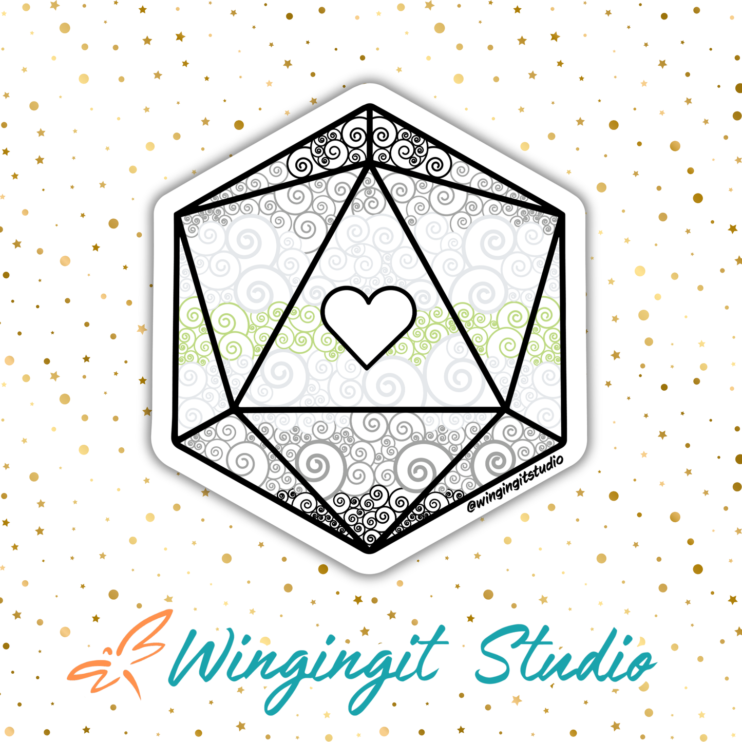 D20 - Agender Flag Sticker