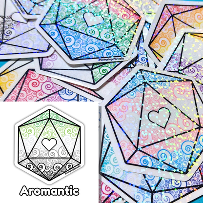 D20 - Aromantic Flag Sticker
