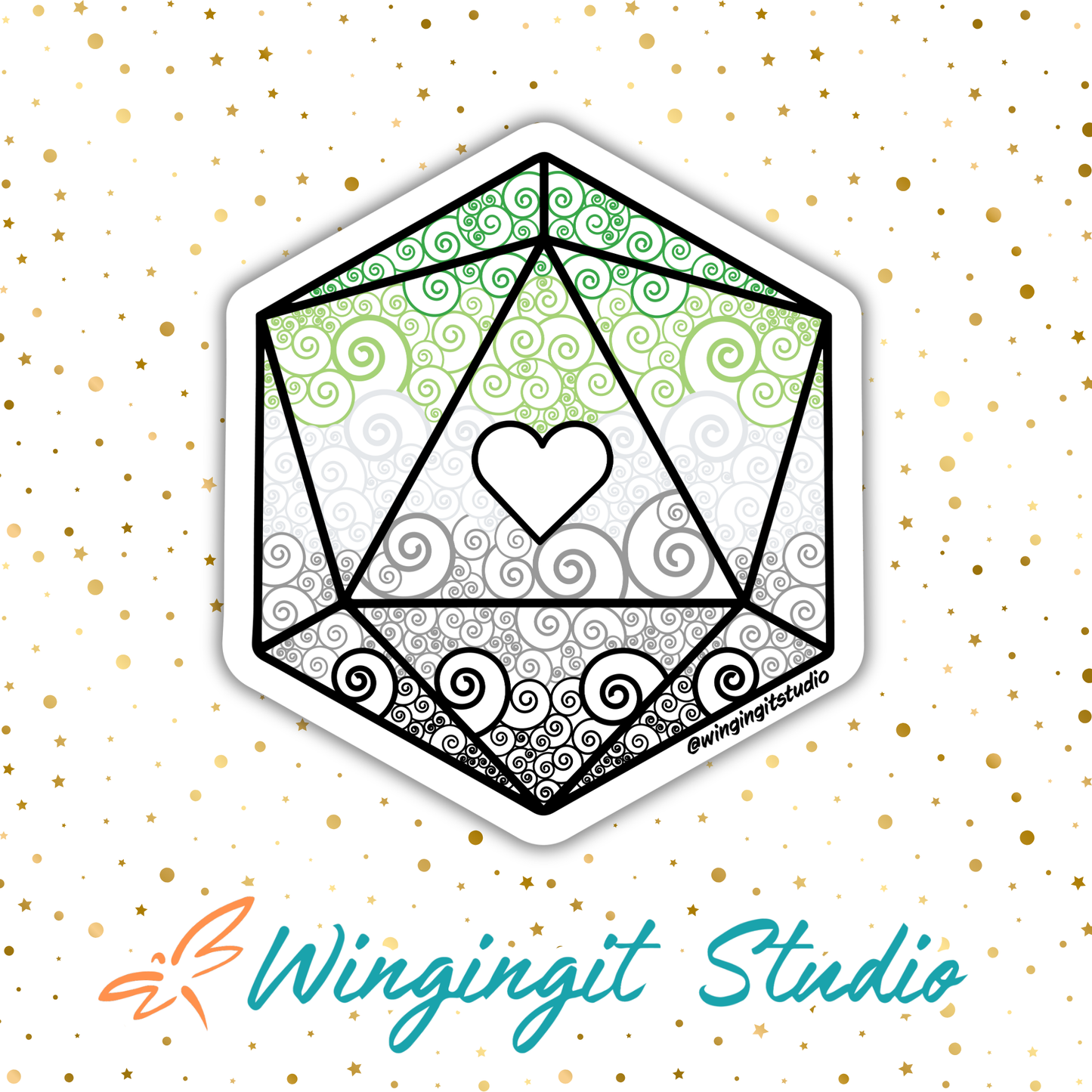 D20 - Aromantic Flag Sticker