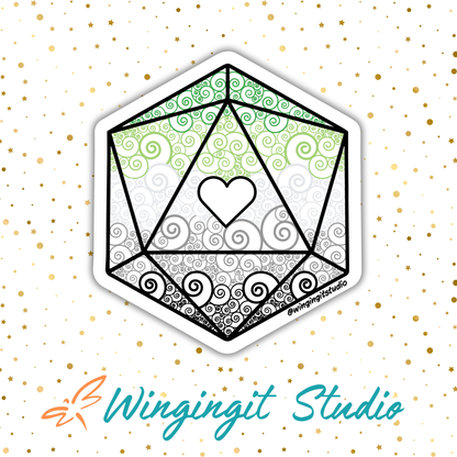 D20 - Aromantic Flag Sticker
