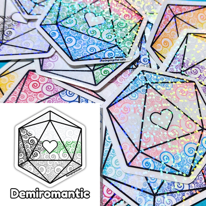 D20 - Demiromantic Flag Sticker