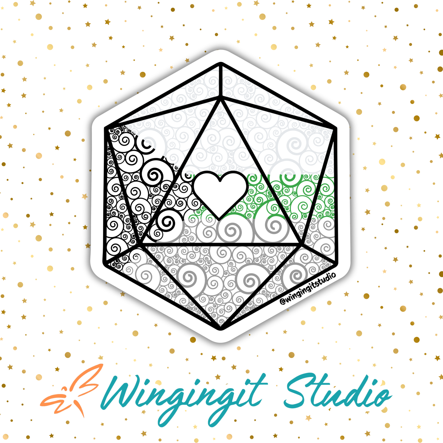 D20 - Demiromantic Flag Sticker