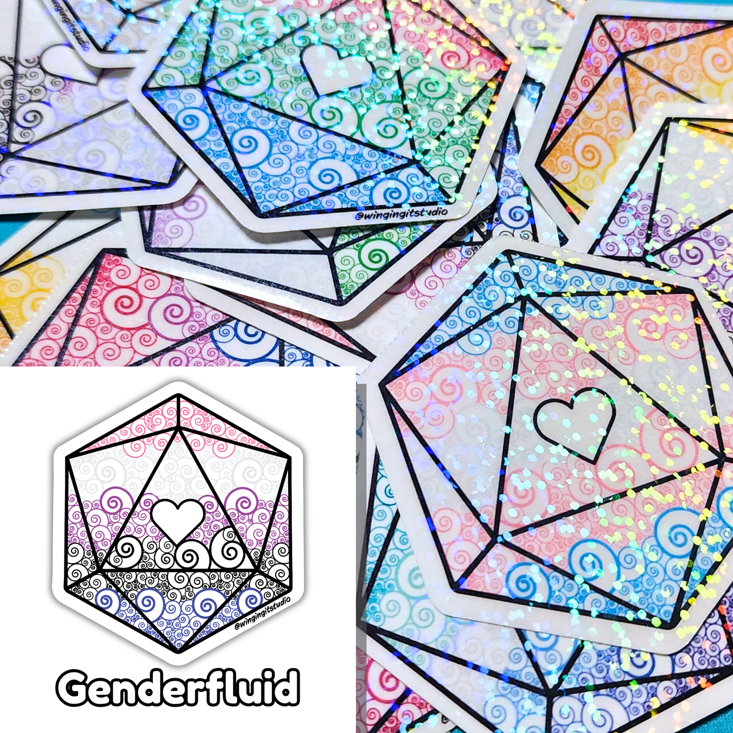 D20 - Genderfluid Flag Sticker