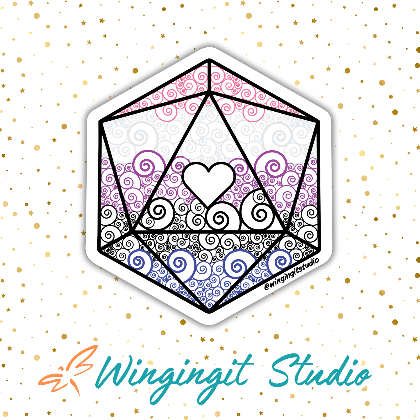 D20 - Genderfluid Flag Sticker