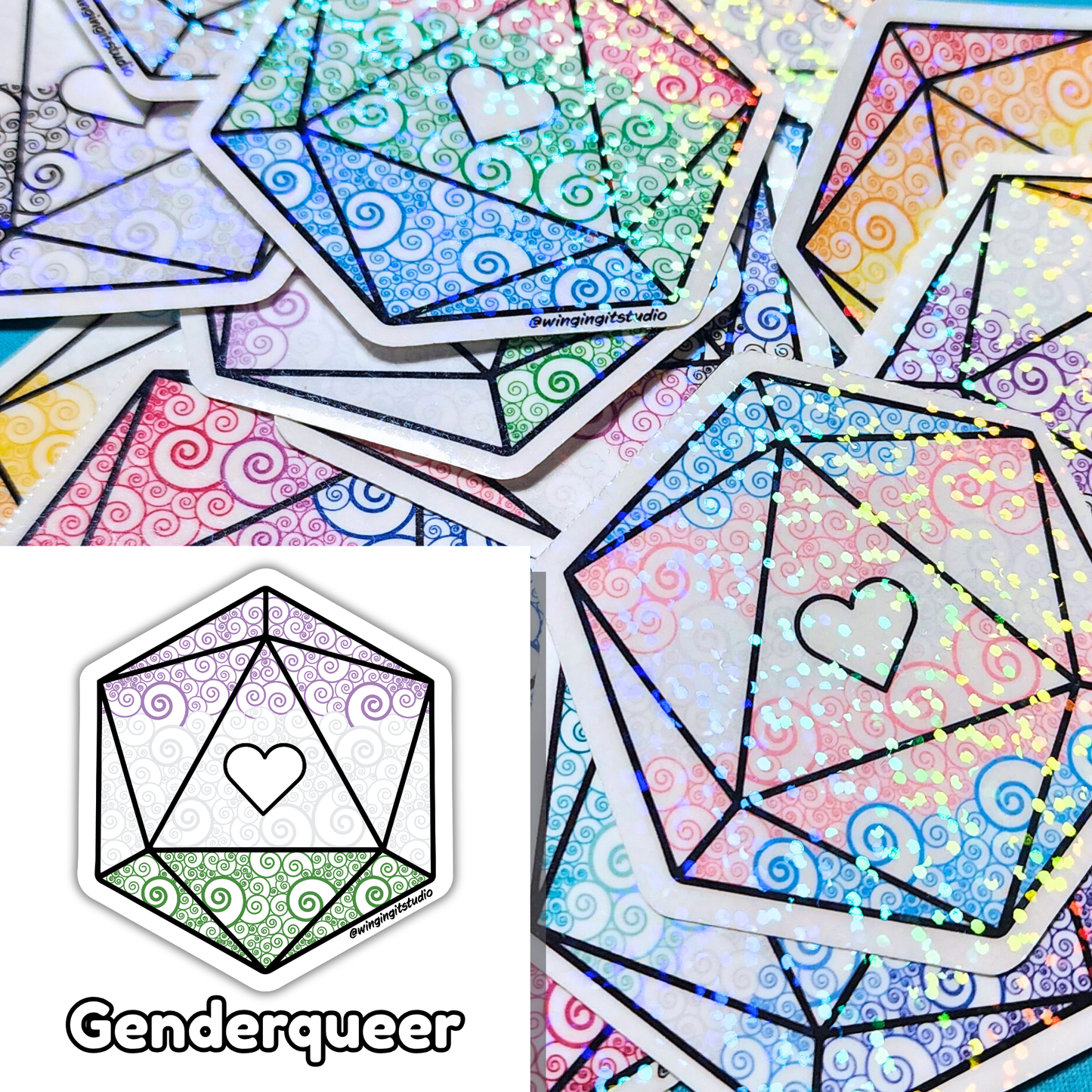 D20 - Genderqueer Flag Sticker