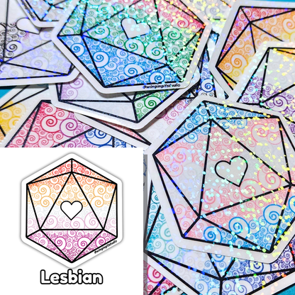 D20 - Lesbian Flag Sticker