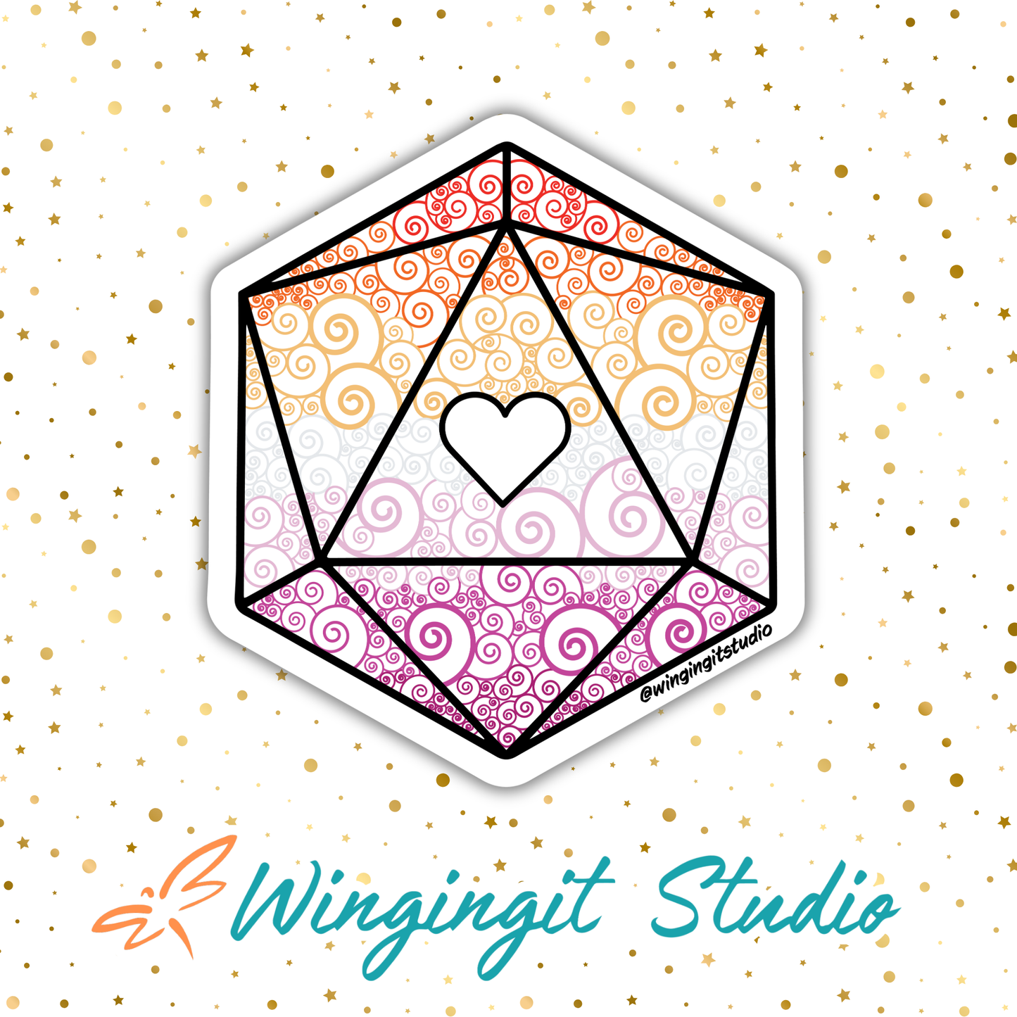D20 - Lesbian Flag Sticker