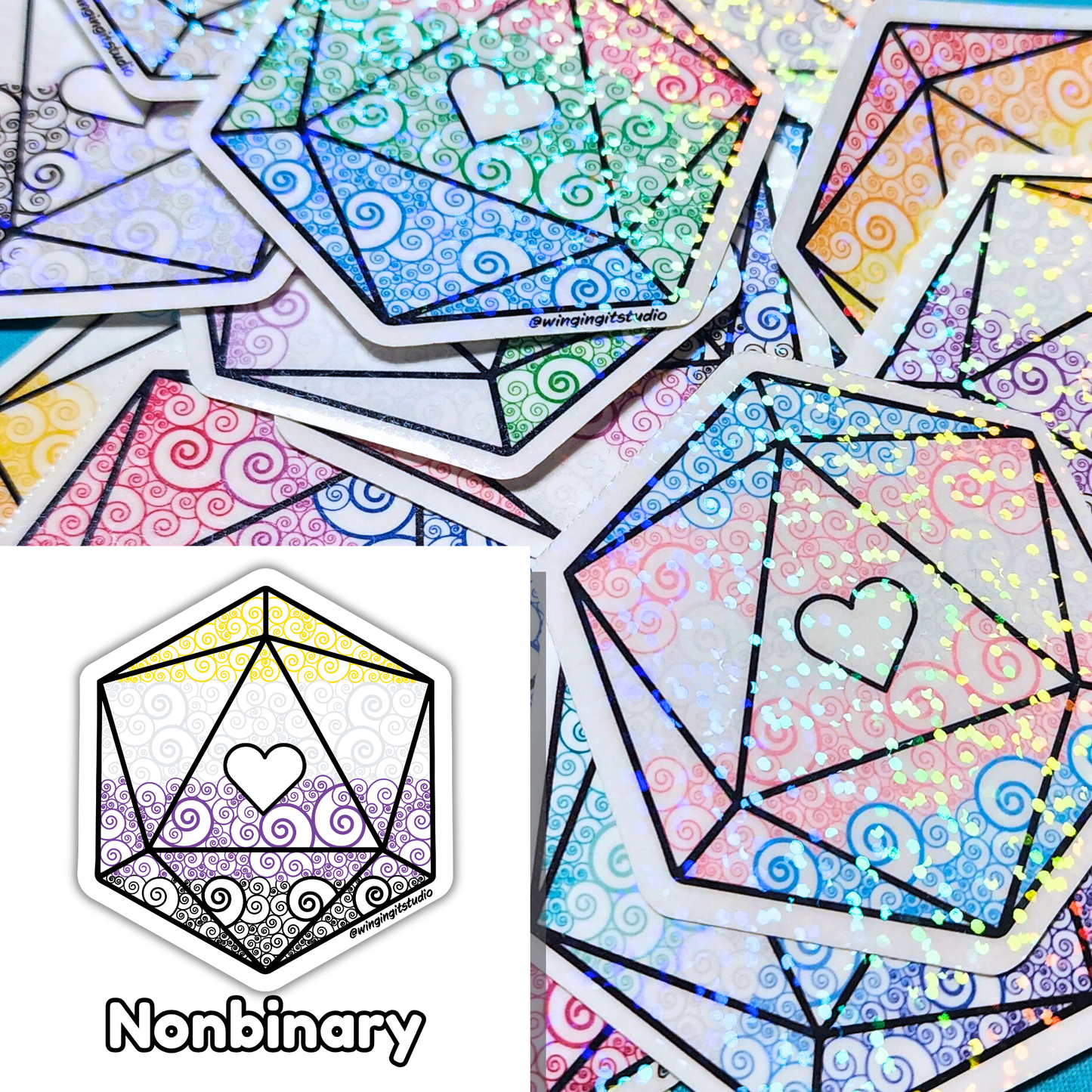 D20 - Nonbinary Flag Sticker