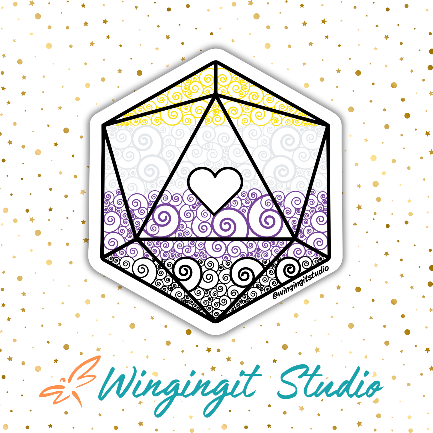 D20 - Nonbinary Flag Sticker