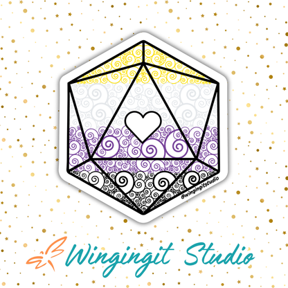 D20 - Nonbinary Flag Sticker