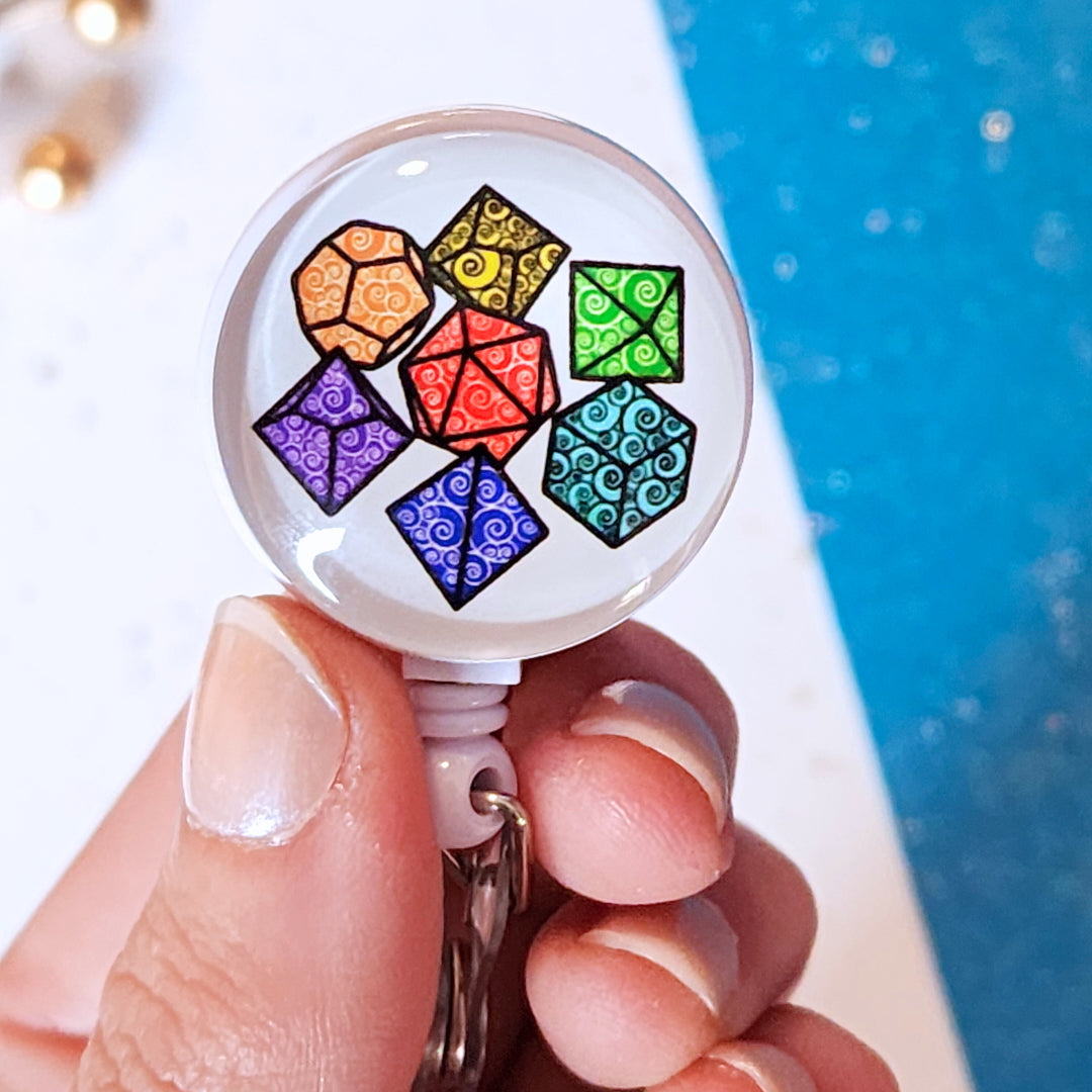 Dice Set Retractable Badge Clip