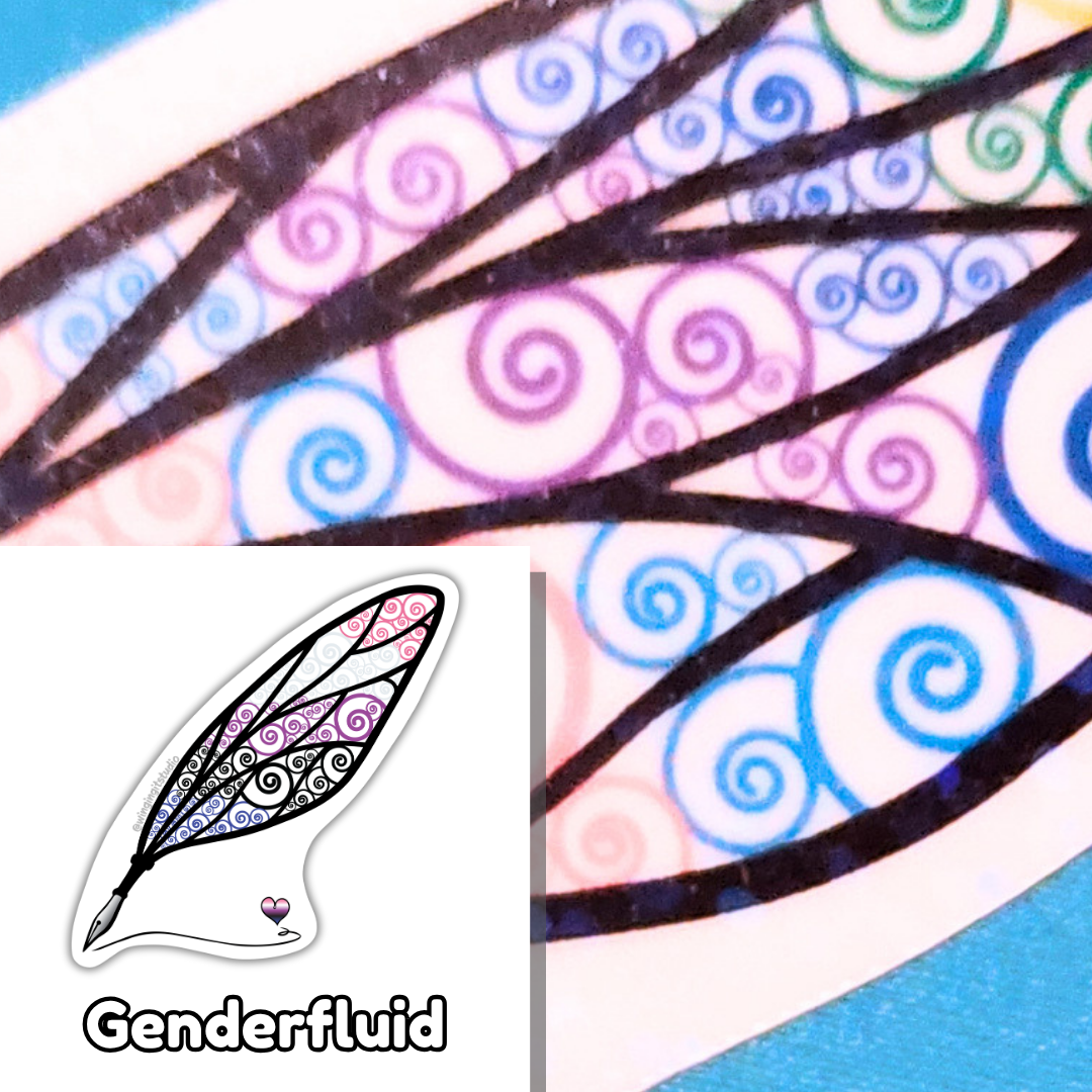 Winged Pen - Genderfluid Flag Sticker
