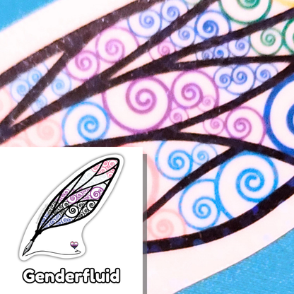 Winged Pen - Genderfluid Flag Sticker