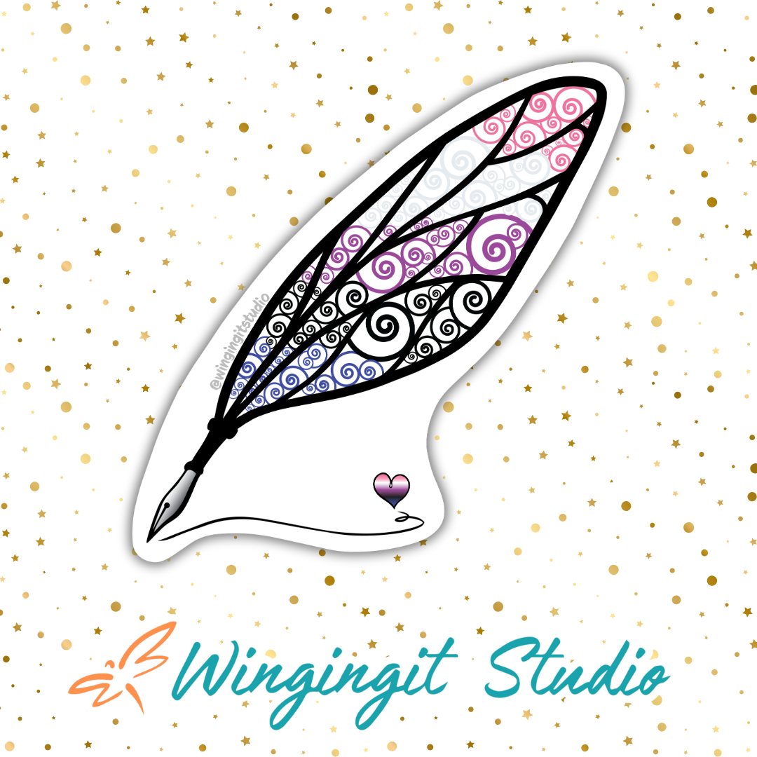 Winged Pen - Genderfluid Flag Sticker