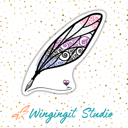 Winged Pen - Genderfluid Flag Sticker