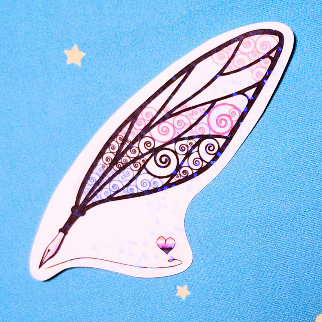 Winged Pen - Genderfluid Flag Sticker