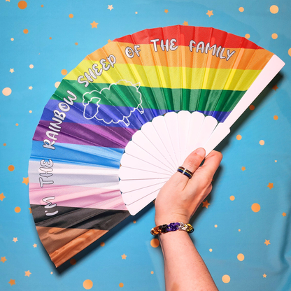 Rainbow Sheep - Hand Fan