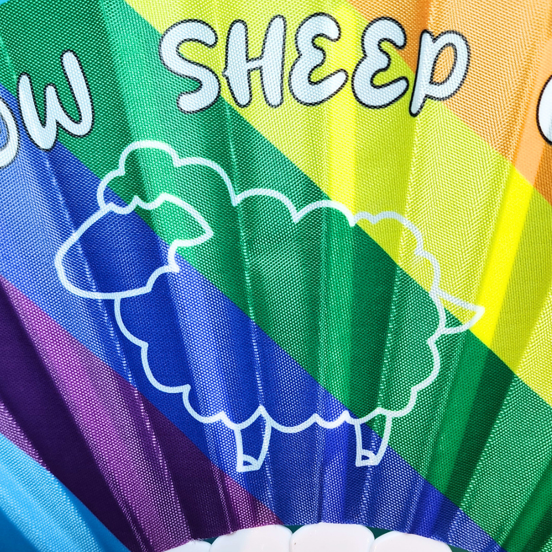 Rainbow Sheep - Hand Fan