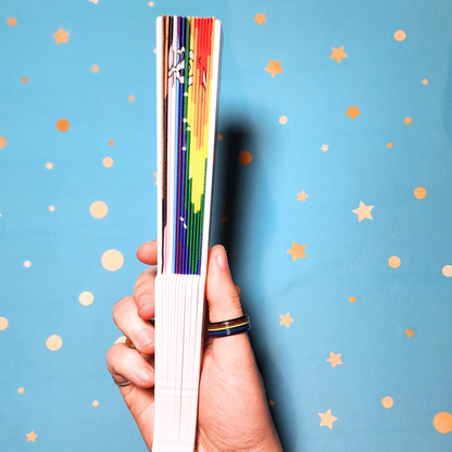 Rainbow Sheep - Hand Fan