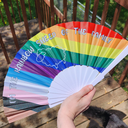 Rainbow Sheep - Hand Fan