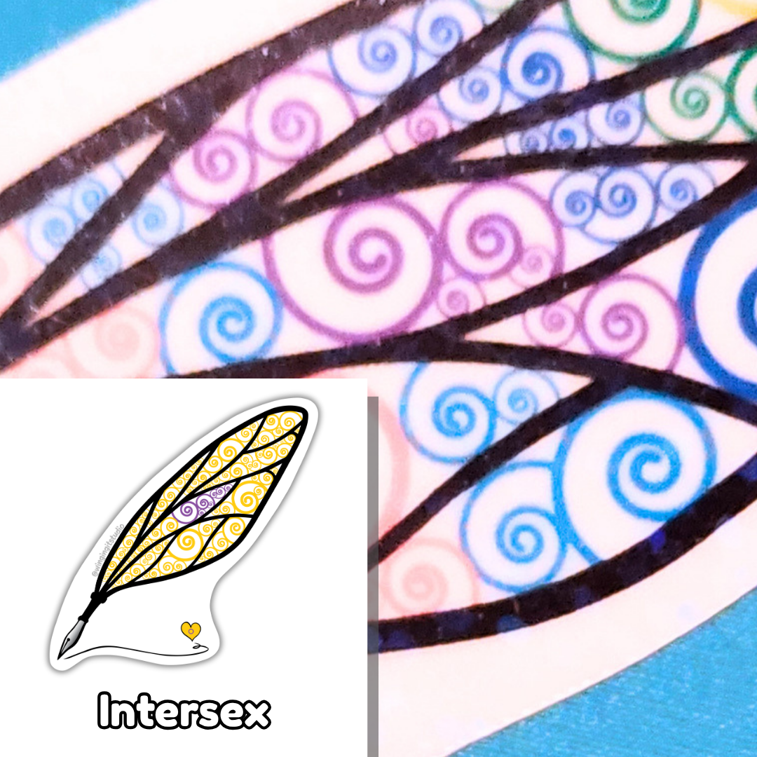 Winged Pen - Intersex Flag Sticker