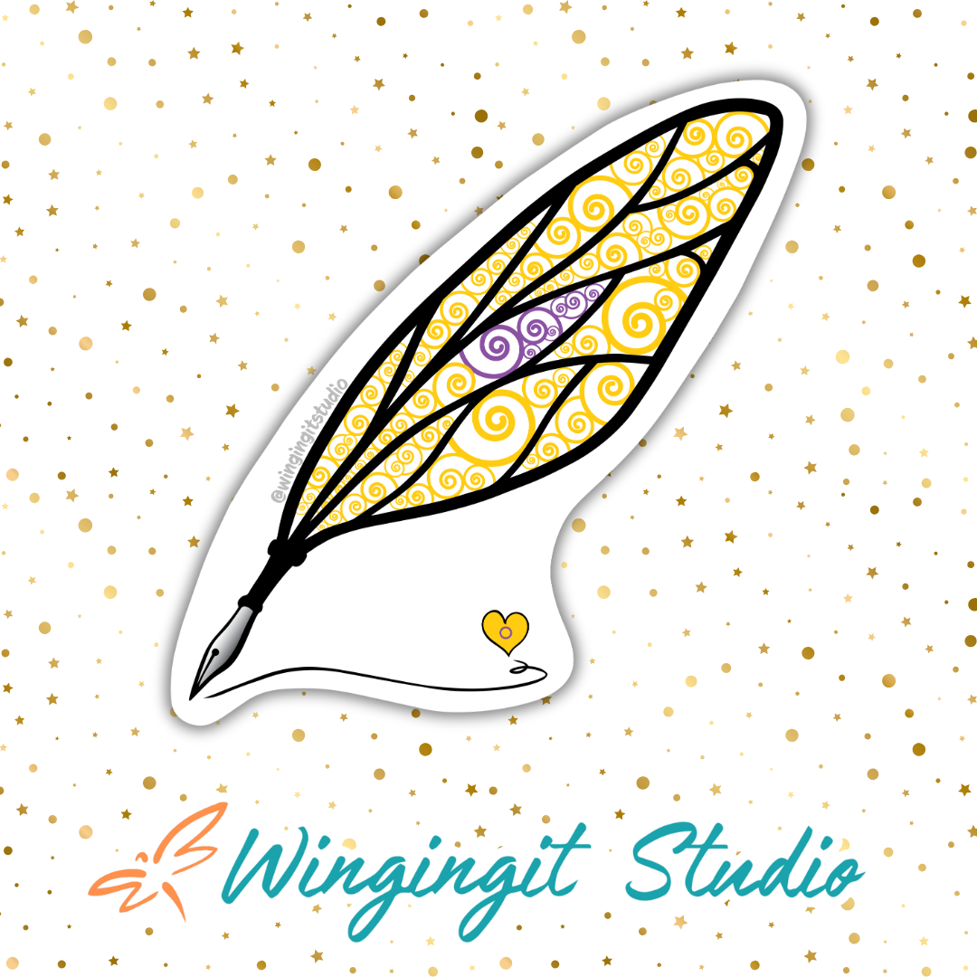 Winged Pen - Intersex Flag Sticker