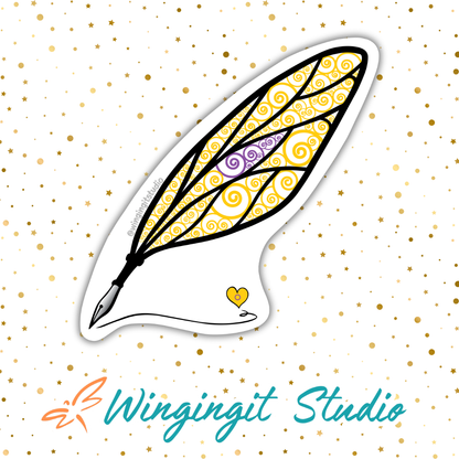 Winged Pen - Intersex Flag Sticker