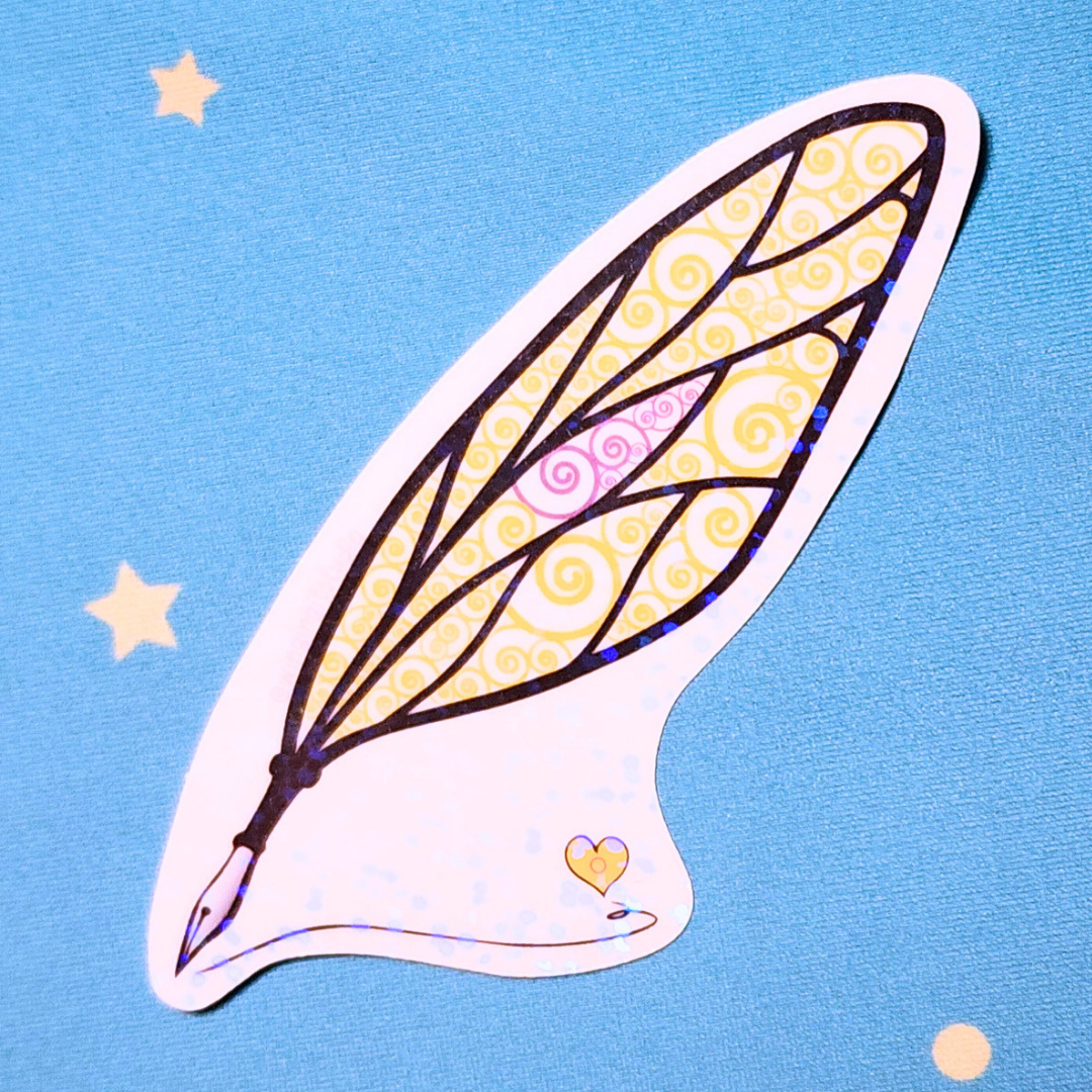 Winged Pen - Intersex Flag Sticker